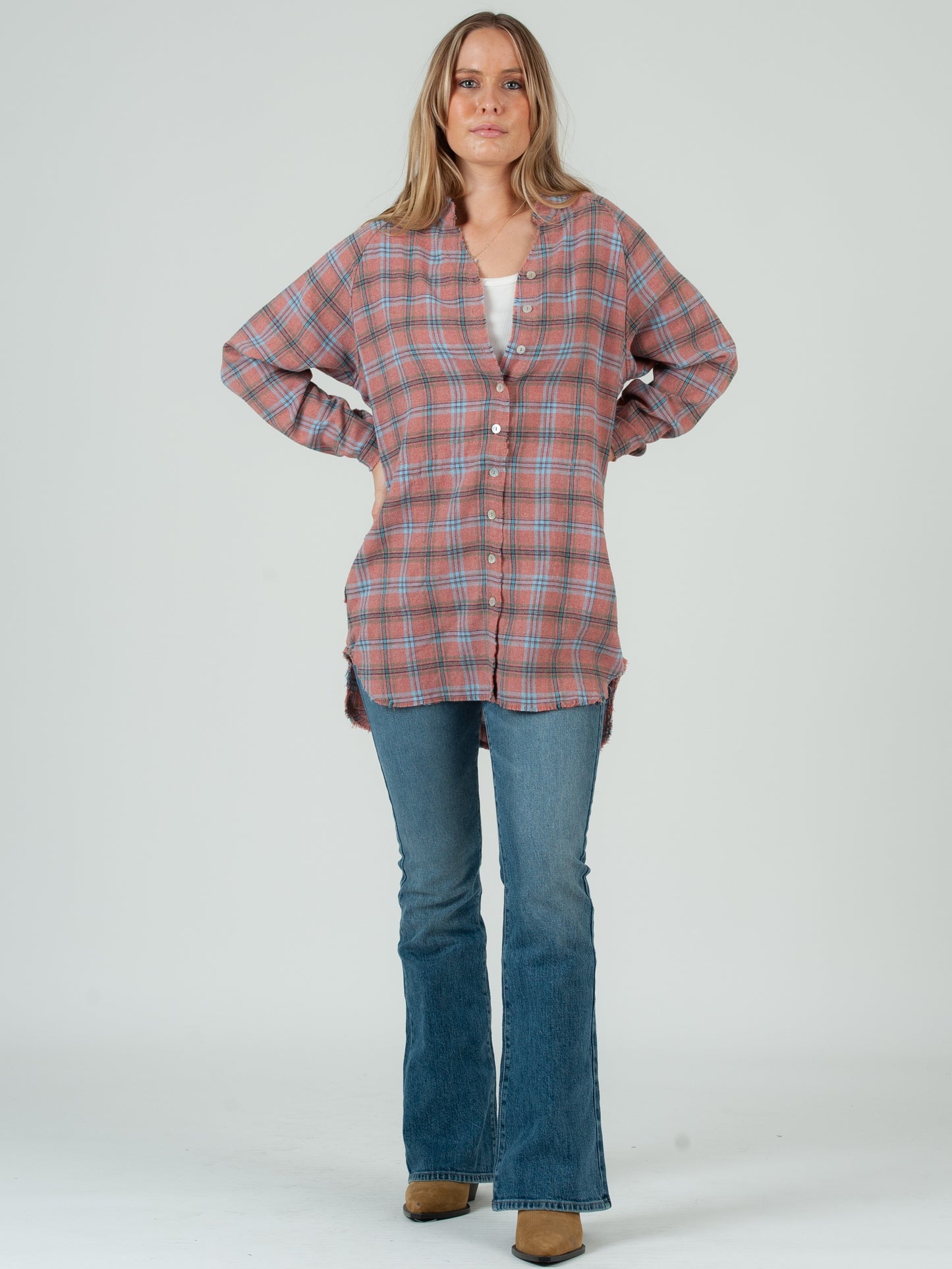 PINK PLAID SHIRT