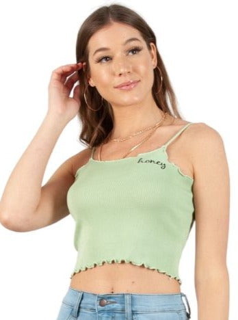 HONEY KNIT TANK-LIME