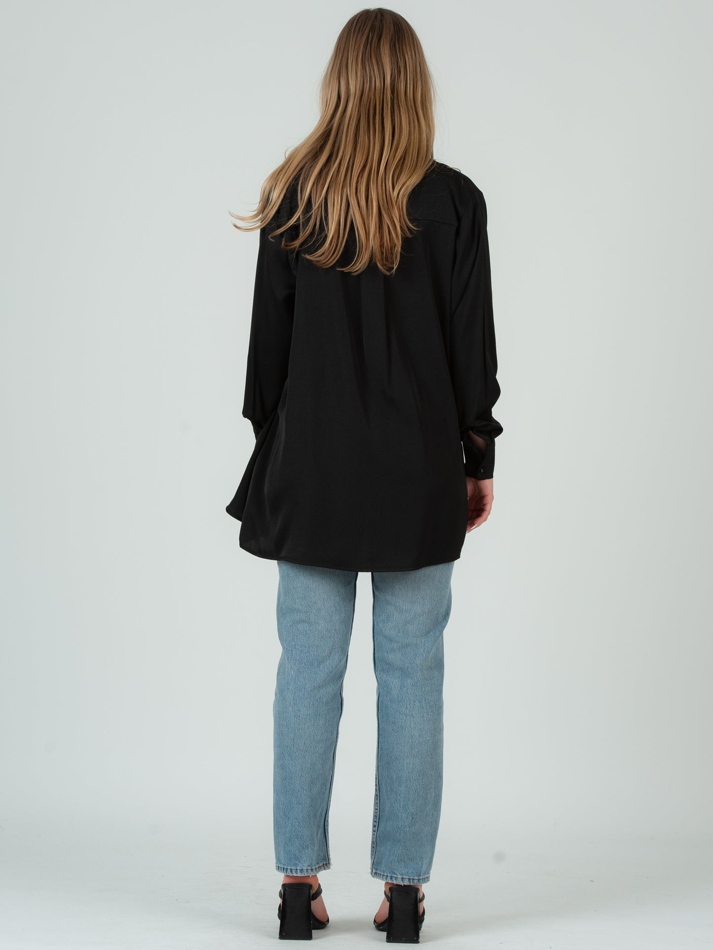 BLACK SATIN BLOUSE