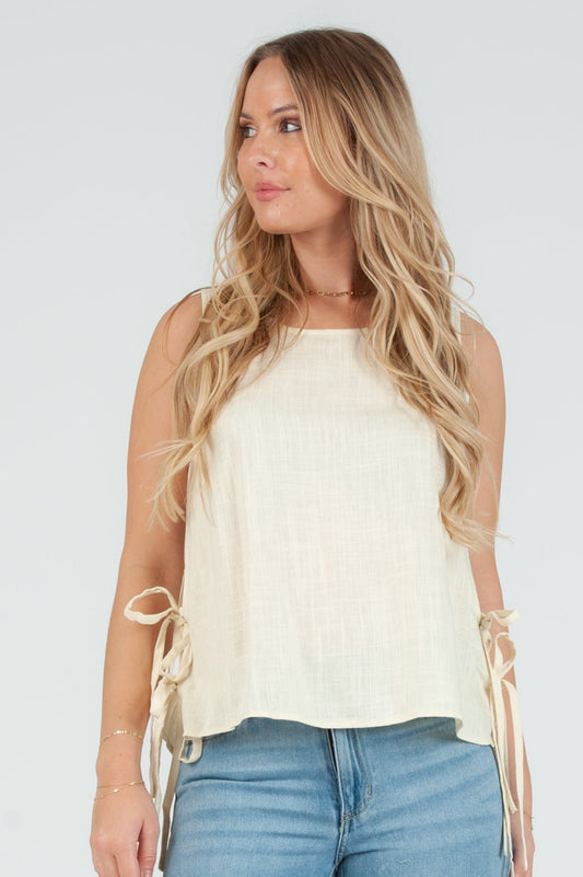 Women's Linen Side Tie Shell Tank Top