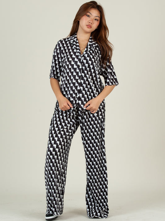 RALEIGH TOP AND PANT SET-BLACK CHECK