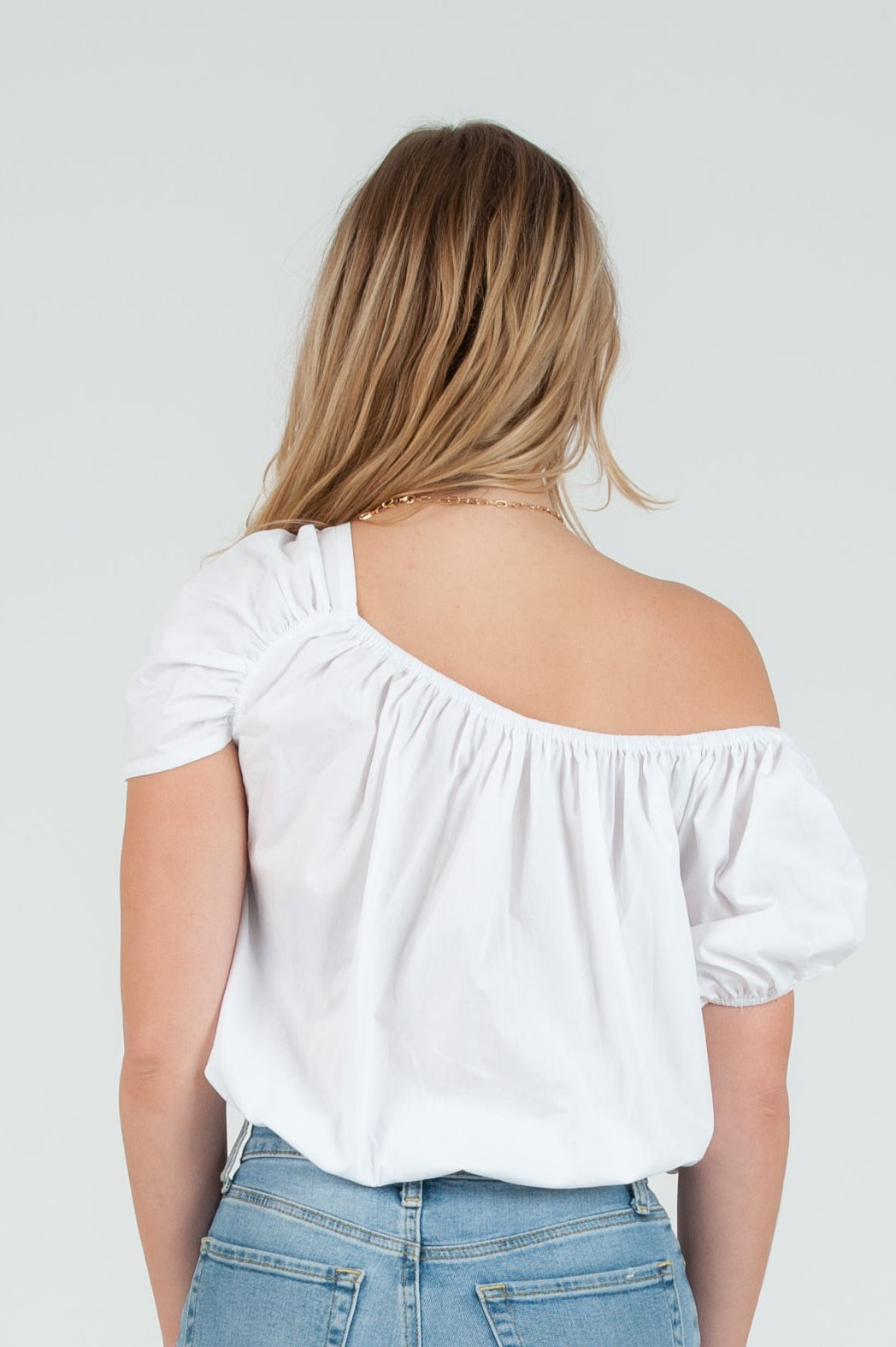 Women's Poplin Puff Sleeve Blouse Top