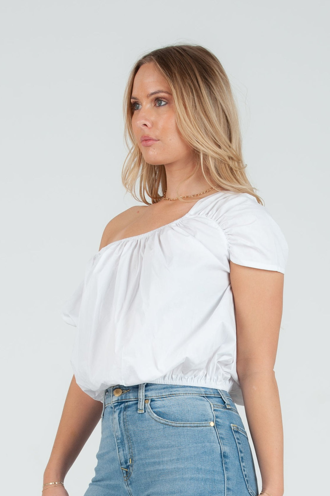 Women's Poplin Puff Sleeve Blouse Top