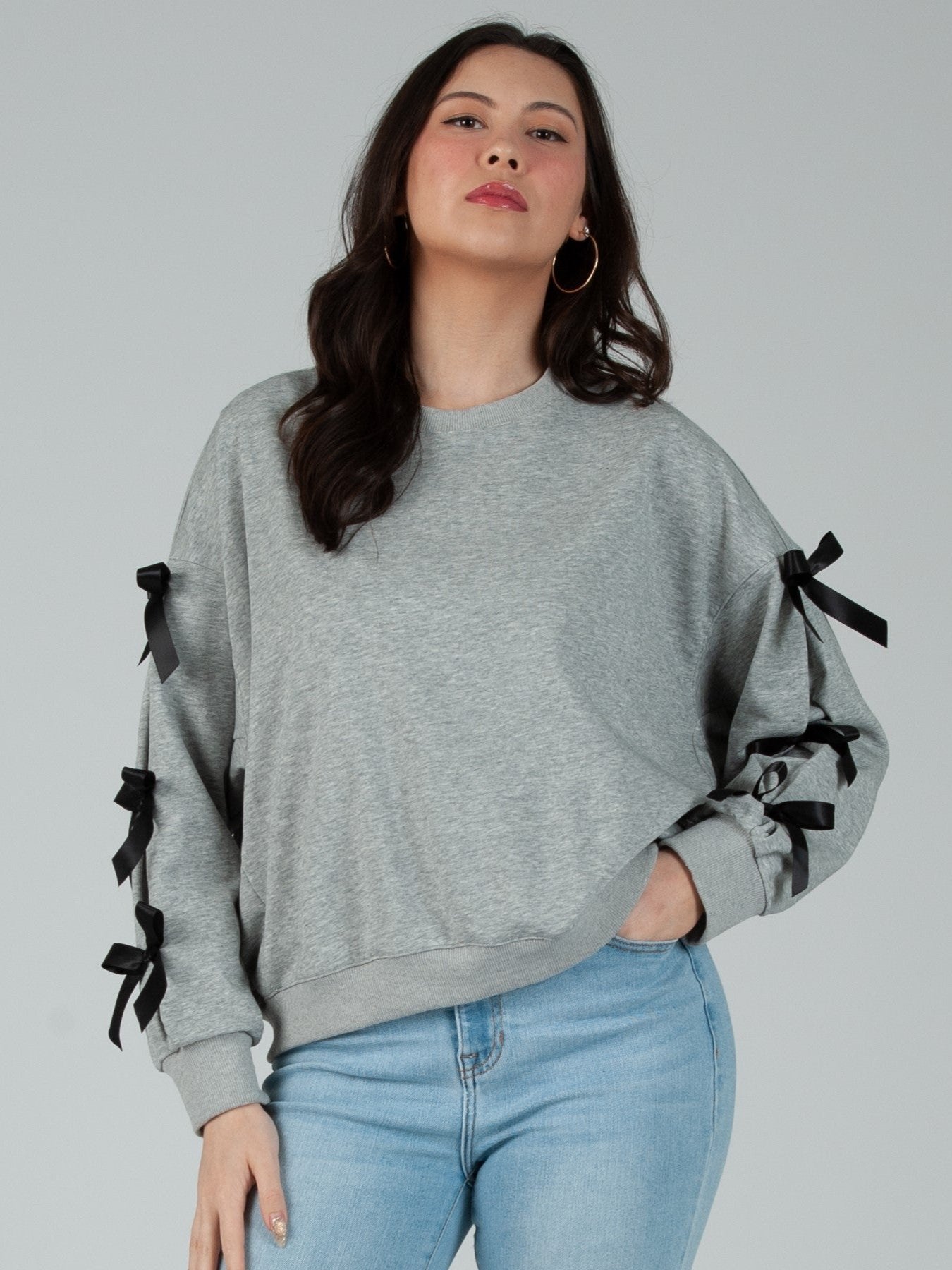 Women's Sweatshirt with Bow Sleeves
