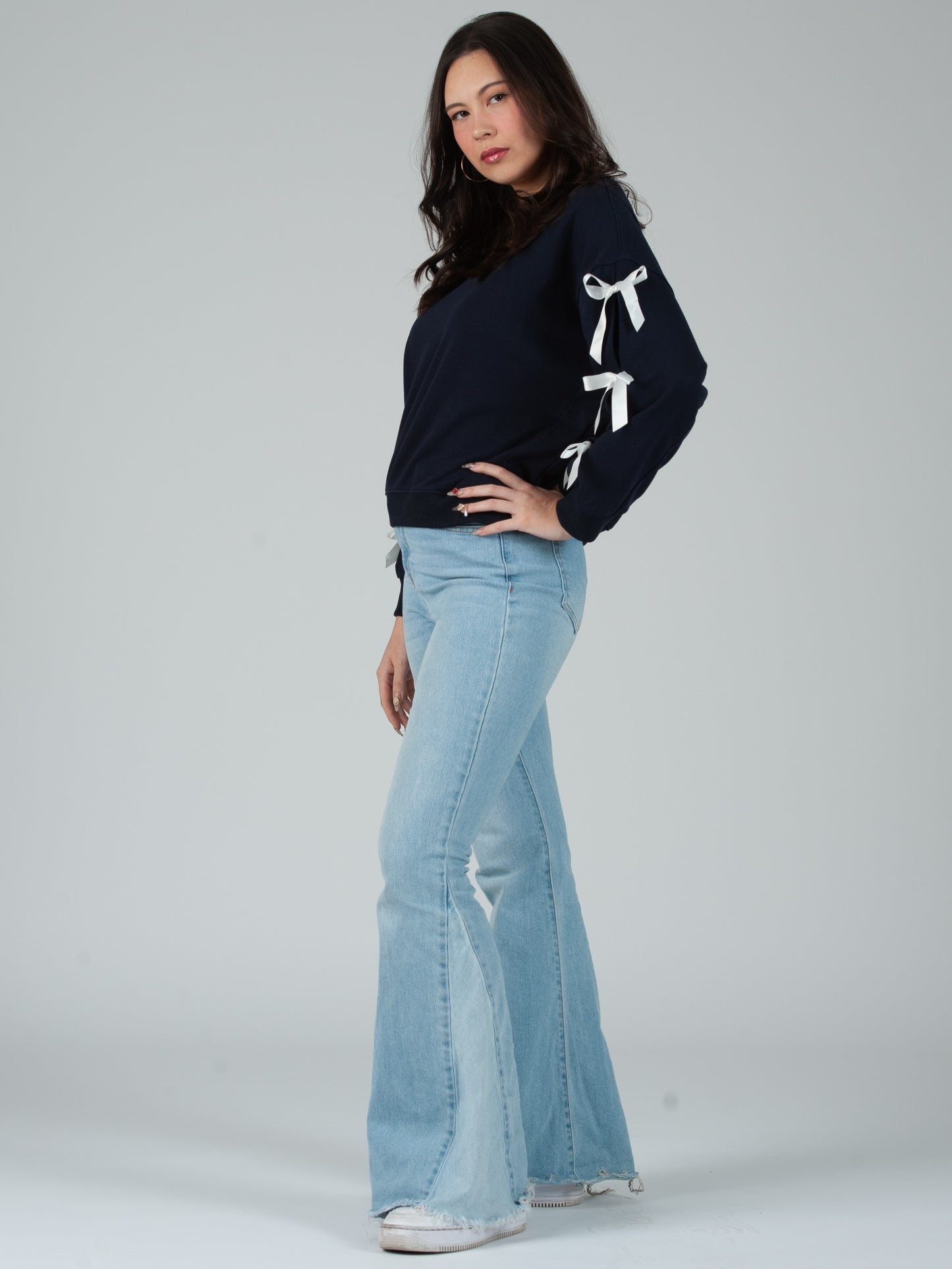 Women's Sweatshirt with Bow Sleeves