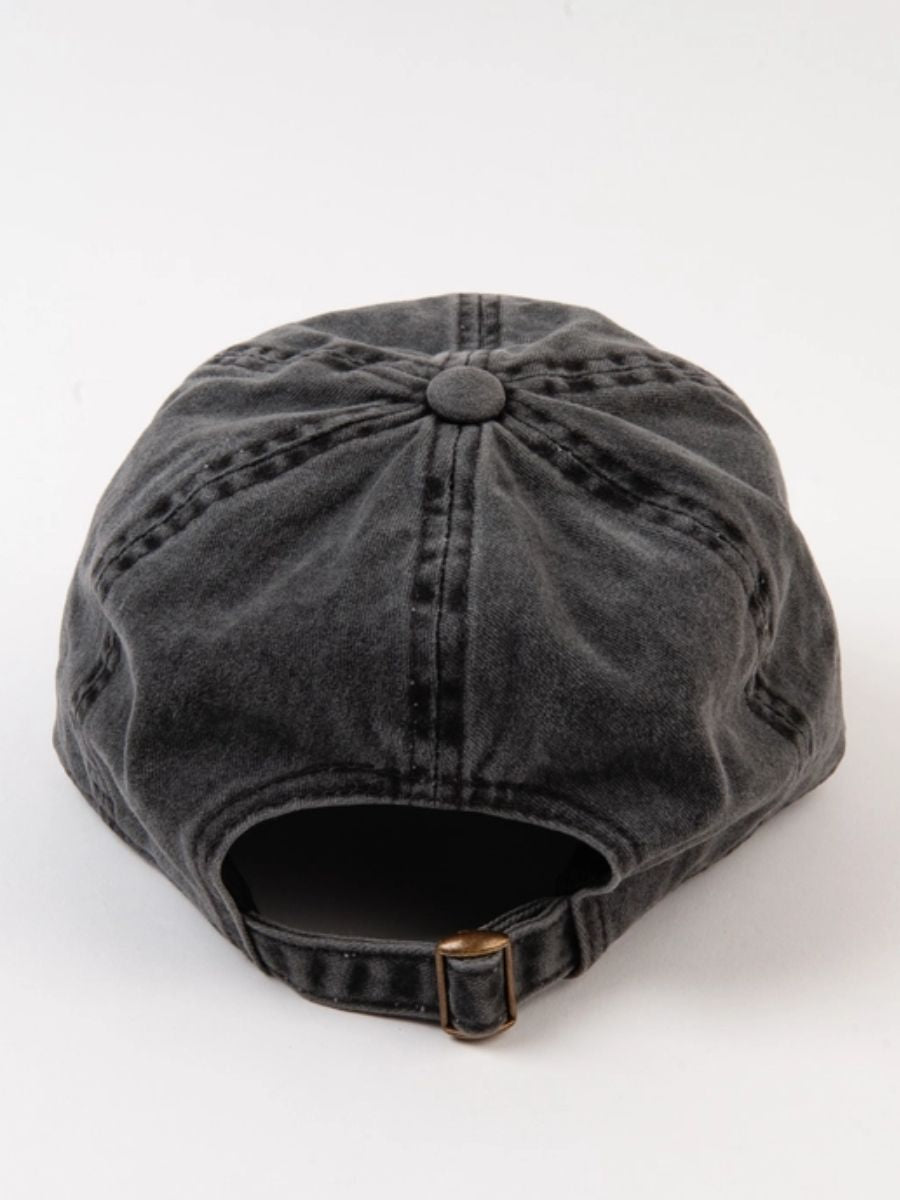 'MAMA' BASEBALL CAP-WASHED BLACK DENIM