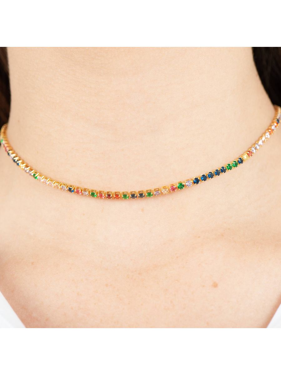 TENNIS NECKLACE-RAINBOW STONE