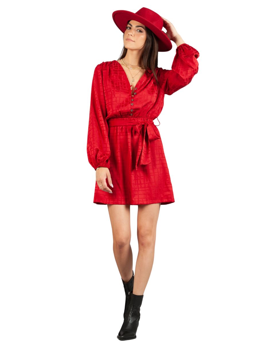 Women's Red Satin Wrap Dress S Women's Red Satin Wrap Dress S