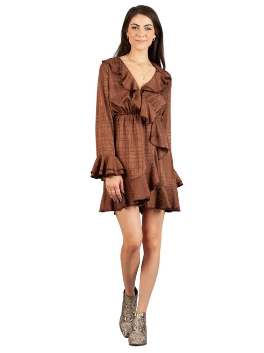 BROWN WRAP DRESS