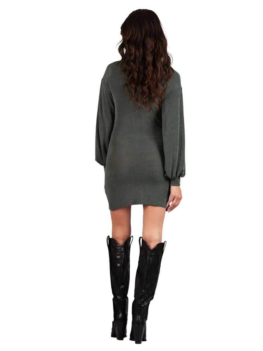 MINA WRAP MINI DRESS-PINE