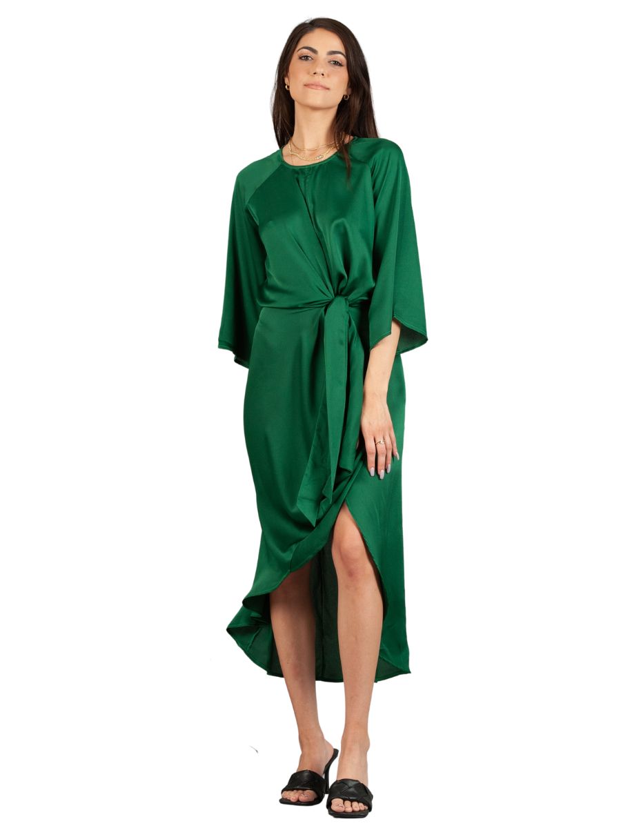 RAMONA TULIP HEM WRAP DRESS-EMERALD S RAMONA TULIP HEM WRAP DRESS-EMERALD S