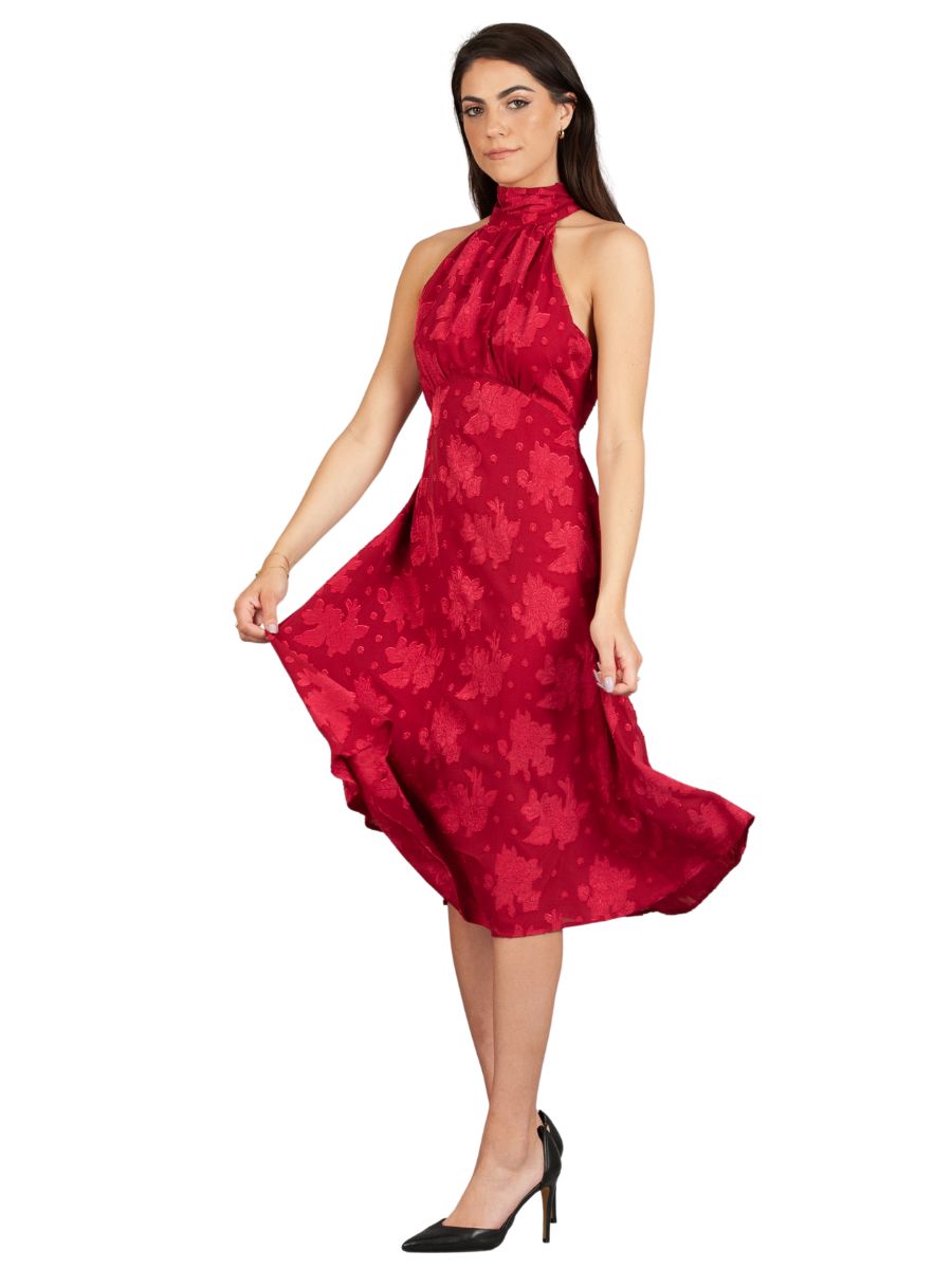 Women's Mock Neck Midi Dress M / merlot Women's Mock Neck Midi Dress M / merlot
