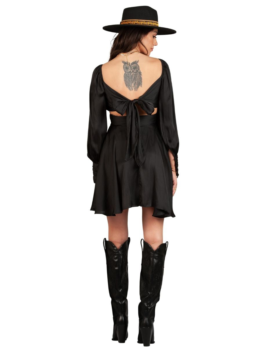 BLACK SATIN MINI DRESS