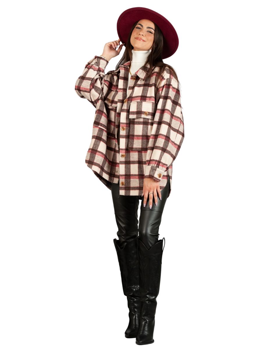 SOUTHEAST SHACKET-MERLOT PLAID