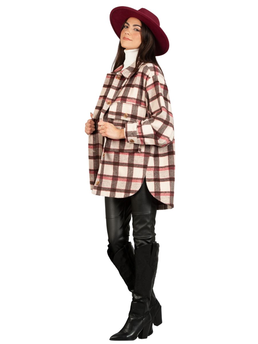 SOUTHEAST SHACKET-MERLOT PLAID