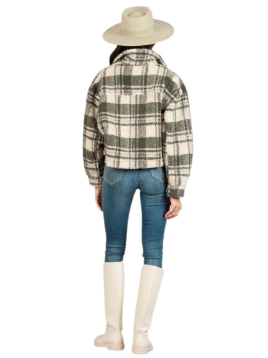 DAKOTA CROPPED SHERPA JACKET-FOLSOM PLAID