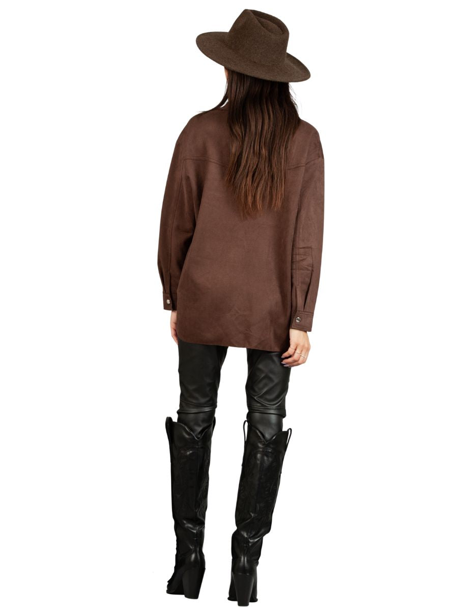 PEYTON WESTERN SHACKET-CHOCOLATE