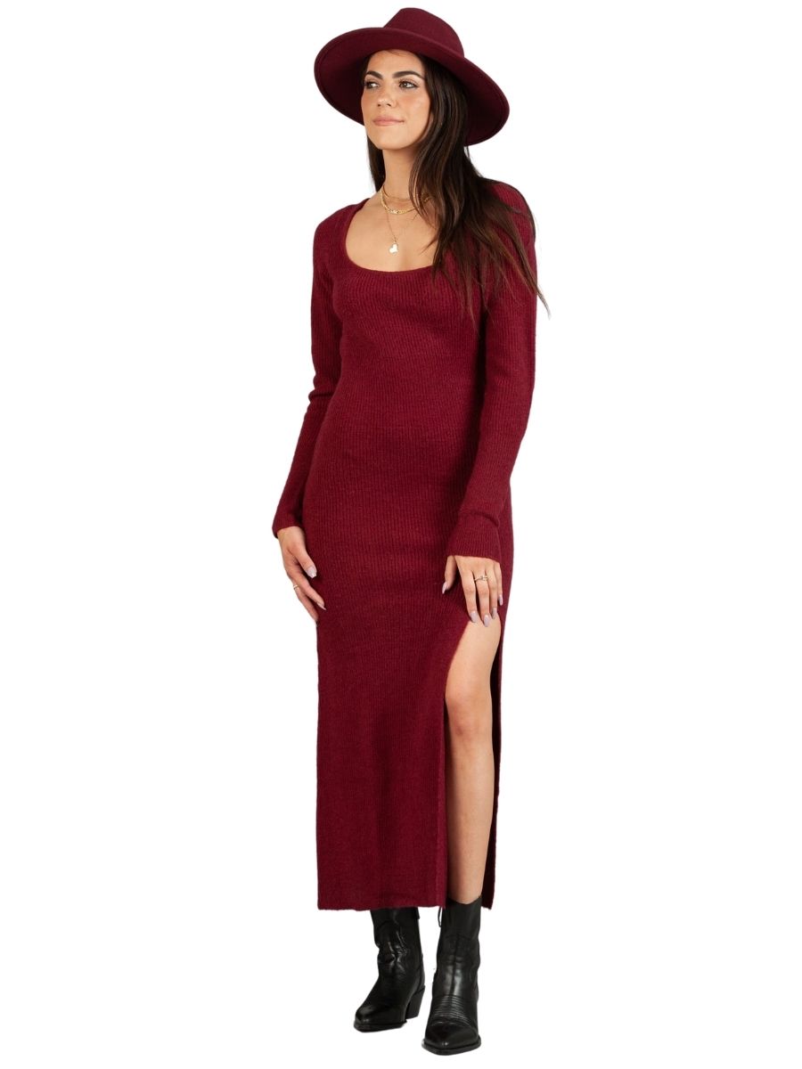 IVY SWEATER DRESS-MERLOT XS IVY SWEATER DRESS-MERLOT XS