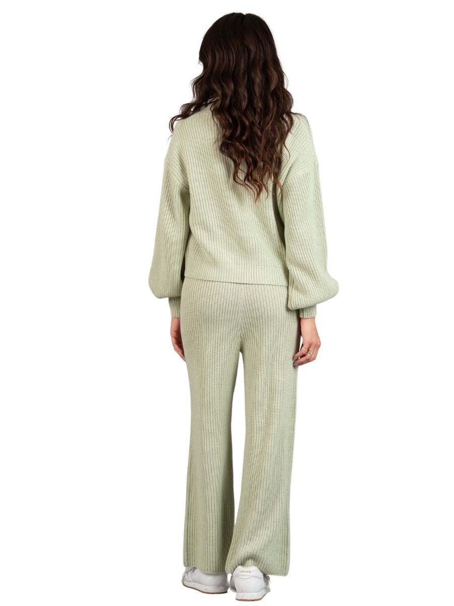 LYNN RIBBED CARDIGAN TOP AND PANT SET-PISTACHIO
