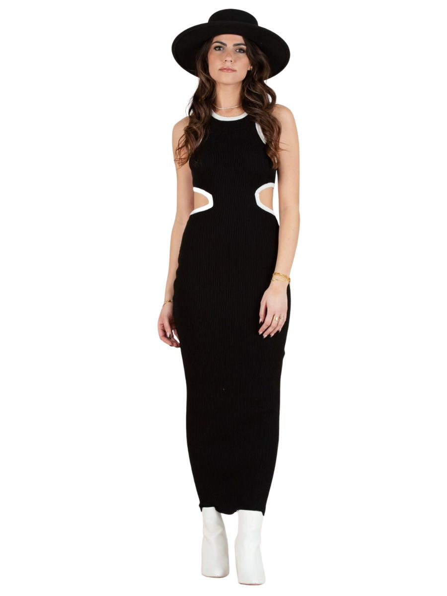 ALEXANDRA CUTOUT DRESS-BLACK/WHITE – Lucca Couture