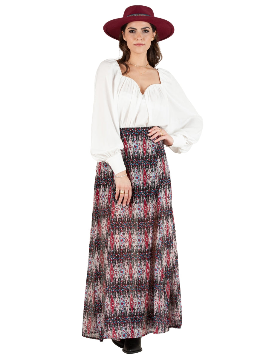 TIFFANY BOHO PRINT MAXI SKIRT-WINE