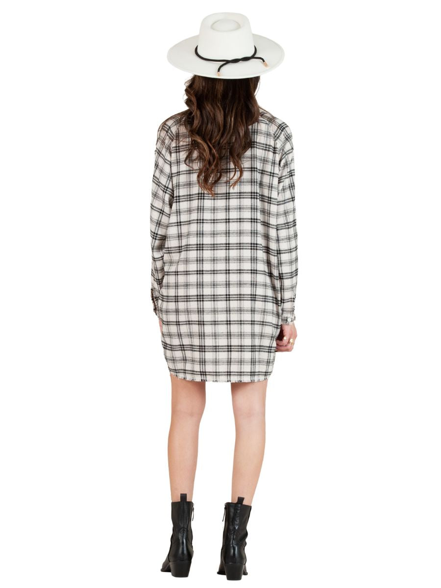 KERI PLAID TUNIC-BLK/WHITE PLAID