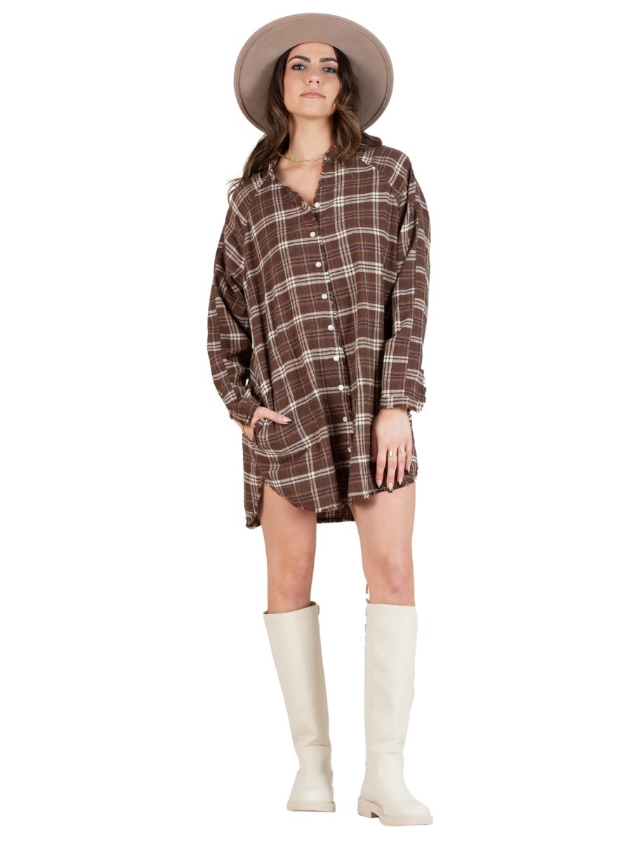 KERI PLAID TUNIC-BROWN PLAID