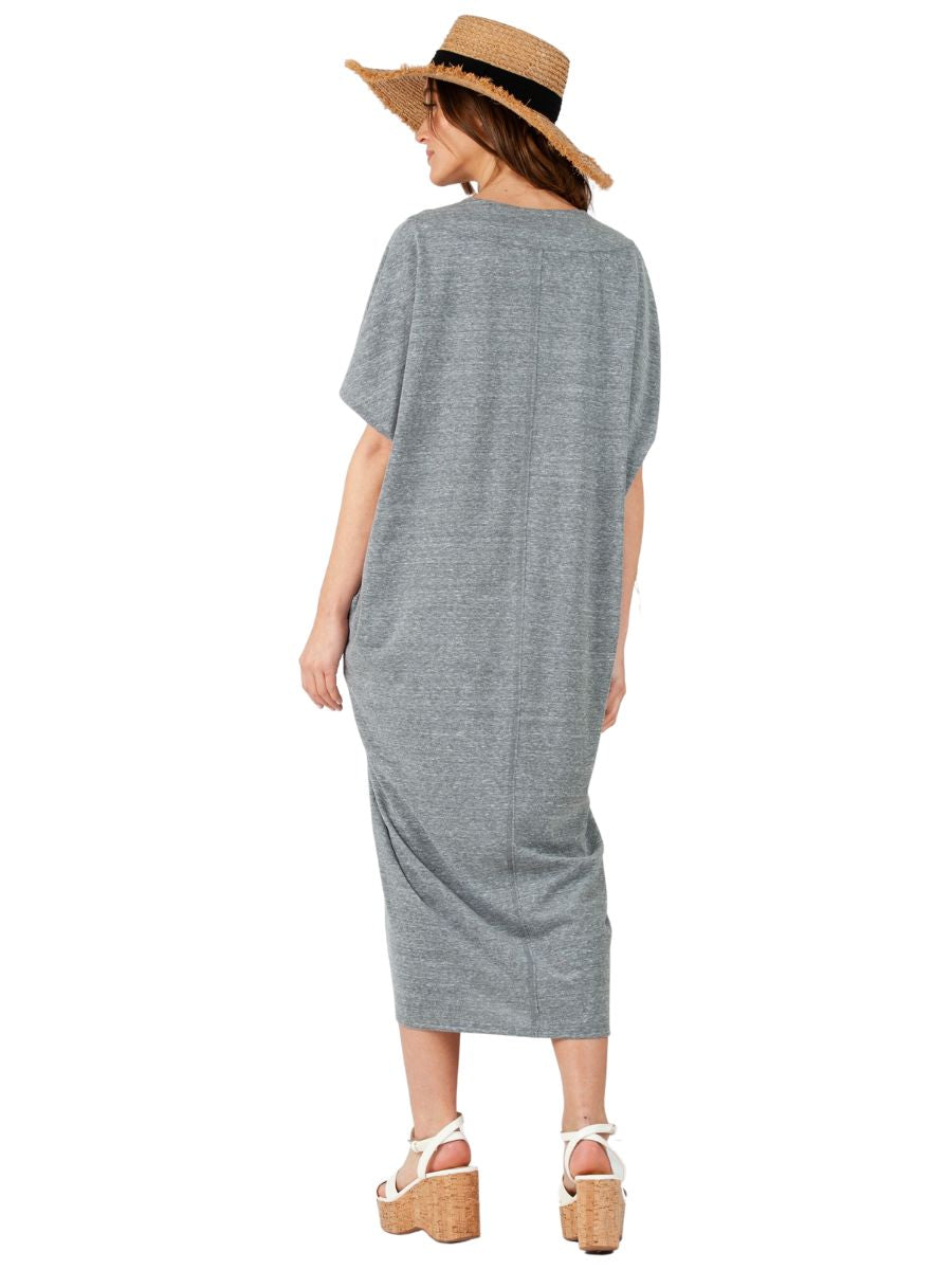 NAMASTE KNIT MAXI DRESS-HEATHER GREY