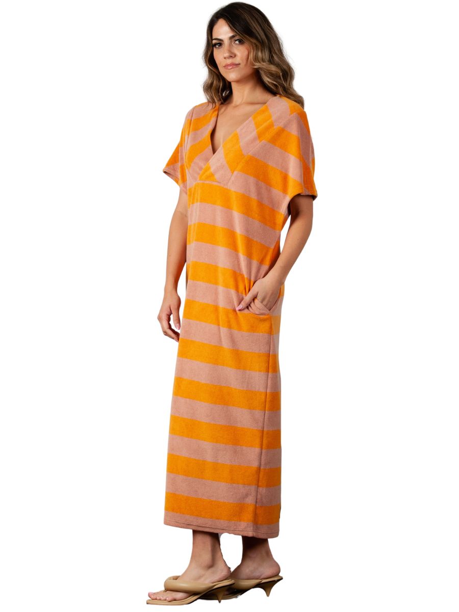 AZALEA DRESS-MUSTARD TAN STRIPE