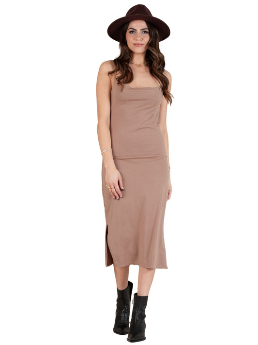 TRAYCE DRAPE DRESS-ACORN