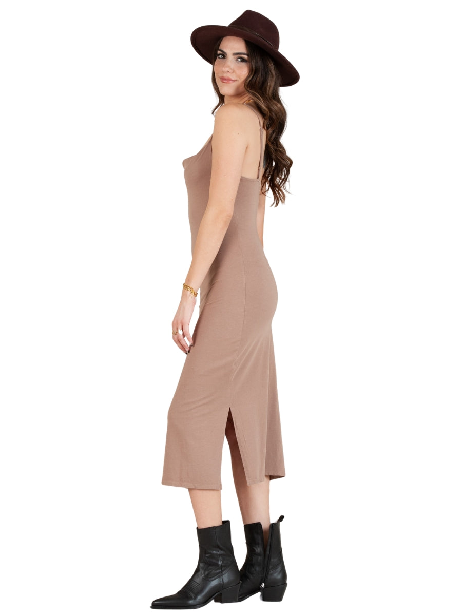 TRAYCE DRAPE DRESS-ACORN