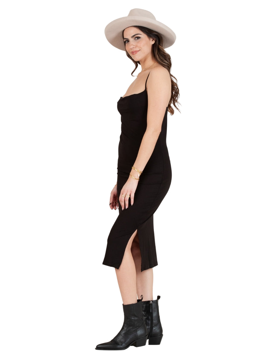 TRAYCE DRAPE DRESS-BLACK