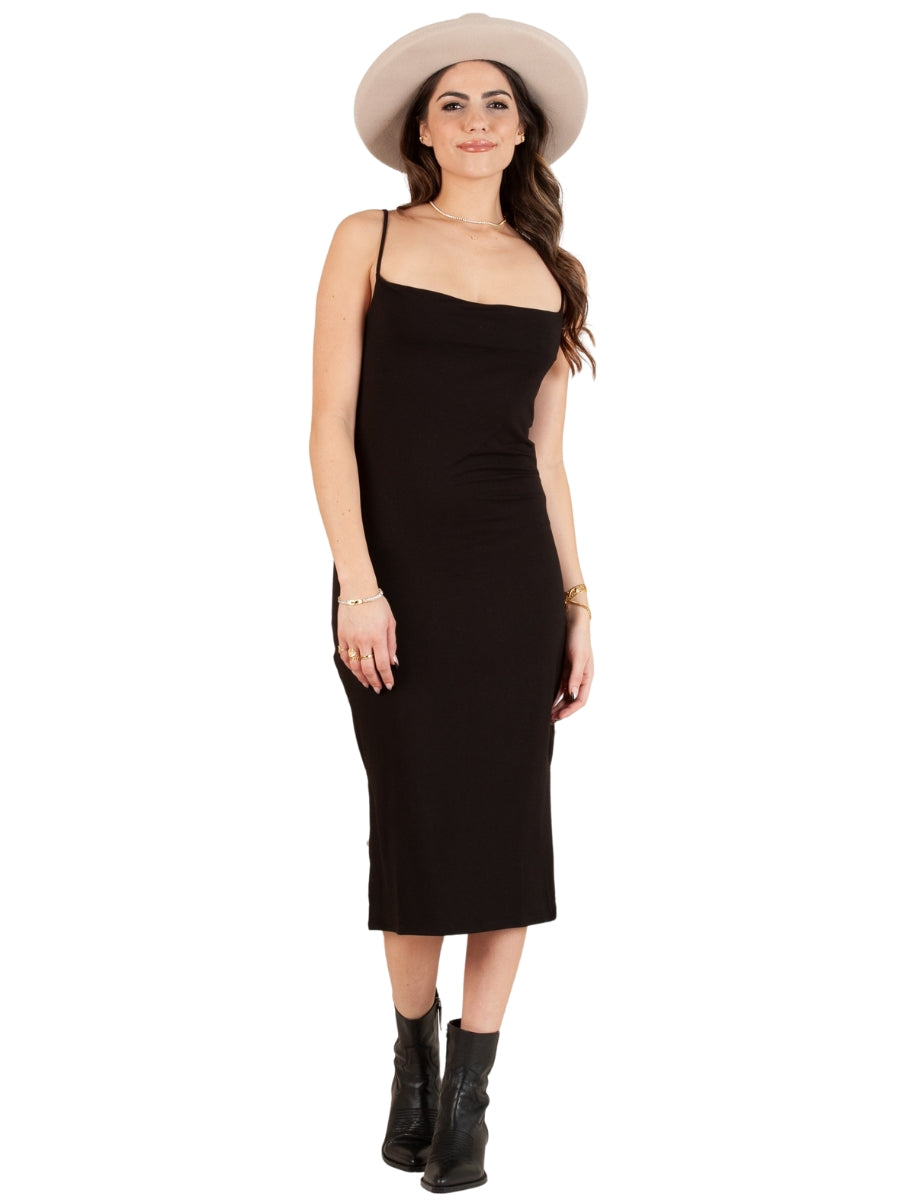 TRAYCE DRAPE DRESS-BLACK