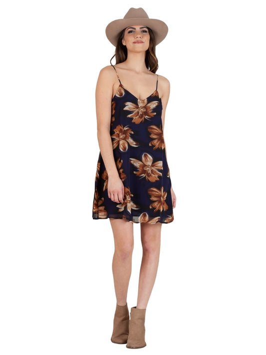 NAVY FLORAL SLIP DRESS