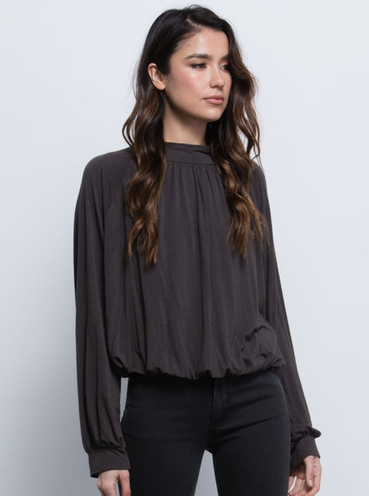 ALICE BLOUSON TOP-CHARCOAL