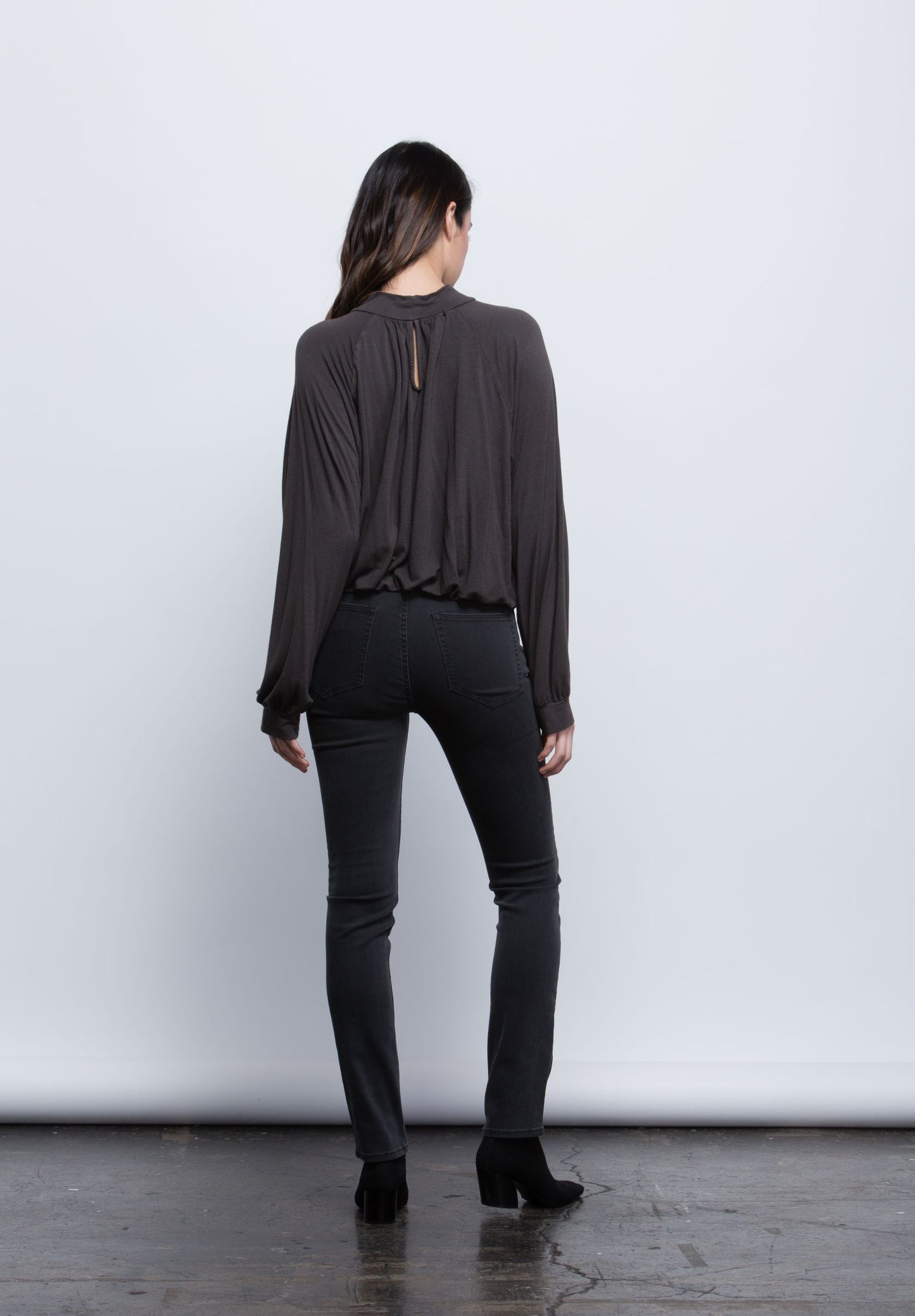 ALICE BLOUSON TOP-CHARCOAL