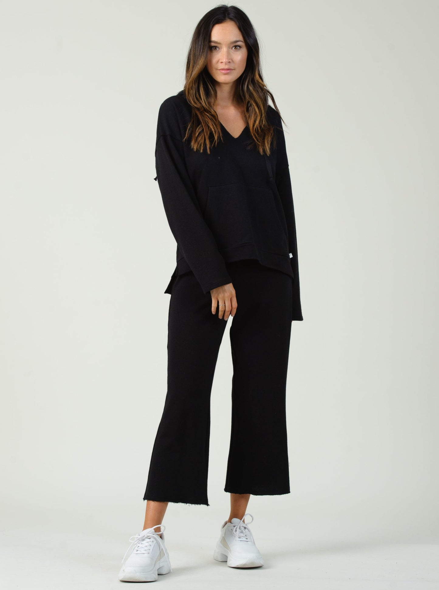 AUBRETTE CROPPED SWEATPANT-BLACK SLUB