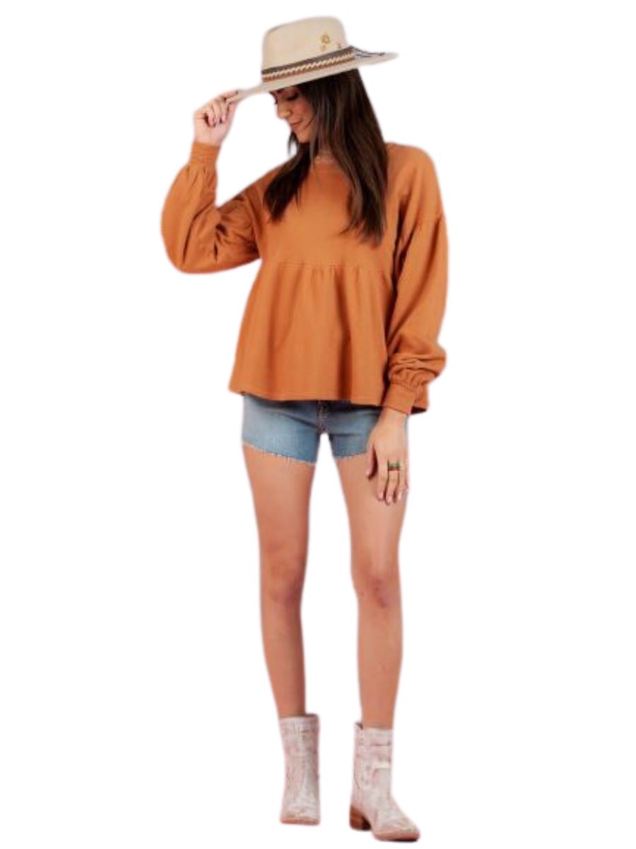 SHANNA PEPLUM PULLOVER SWEATER-SIENNA
