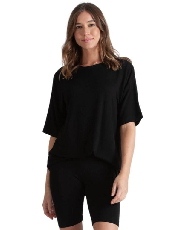 MONICA JERSEY SHORTS-BLACK TEA