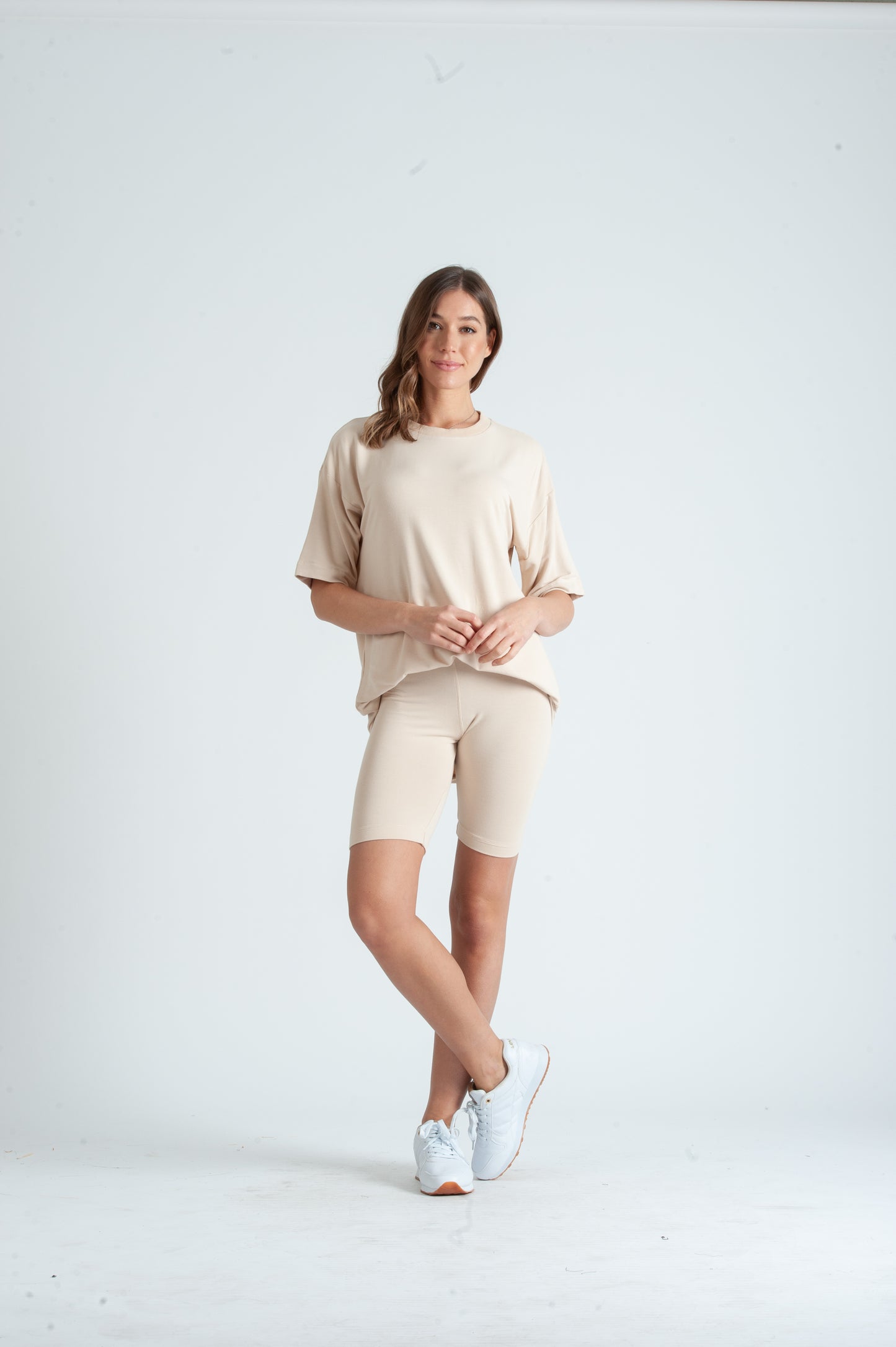MONICA JERSEY SHORTS-MILK TEA