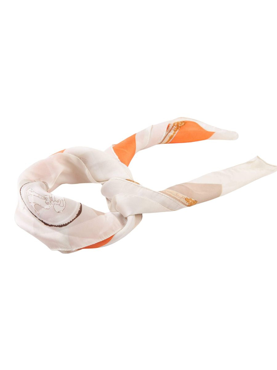 PORTRAIT SILKY SCARF/TOP-TAUPEORANGE