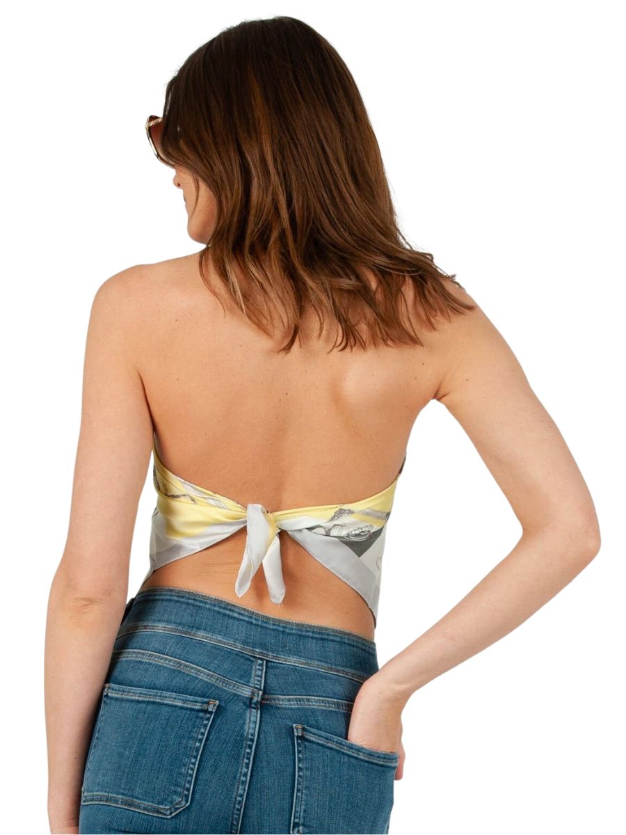 PORTRAIT SILKY SCARF/TOP-SILVERYELLOW