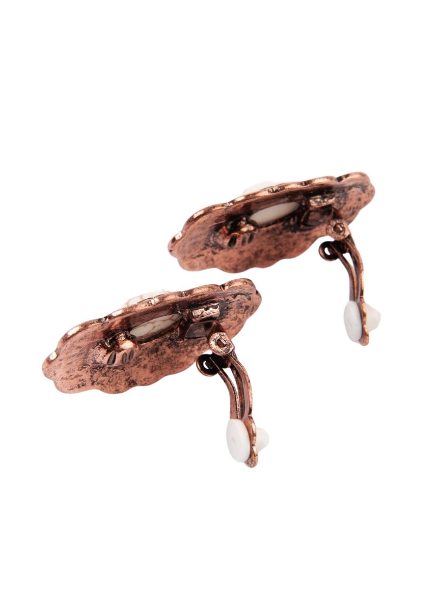 ABEDABUN CLIP ON EARRINGS-COPPER/WHITE