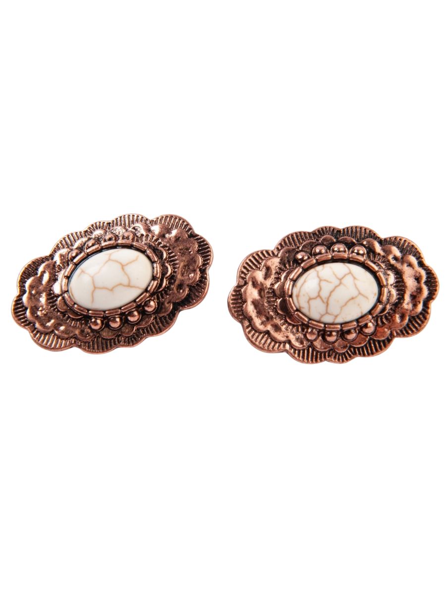 ABEDABUN CLIP ON EARRINGS-COPPER/WHITE