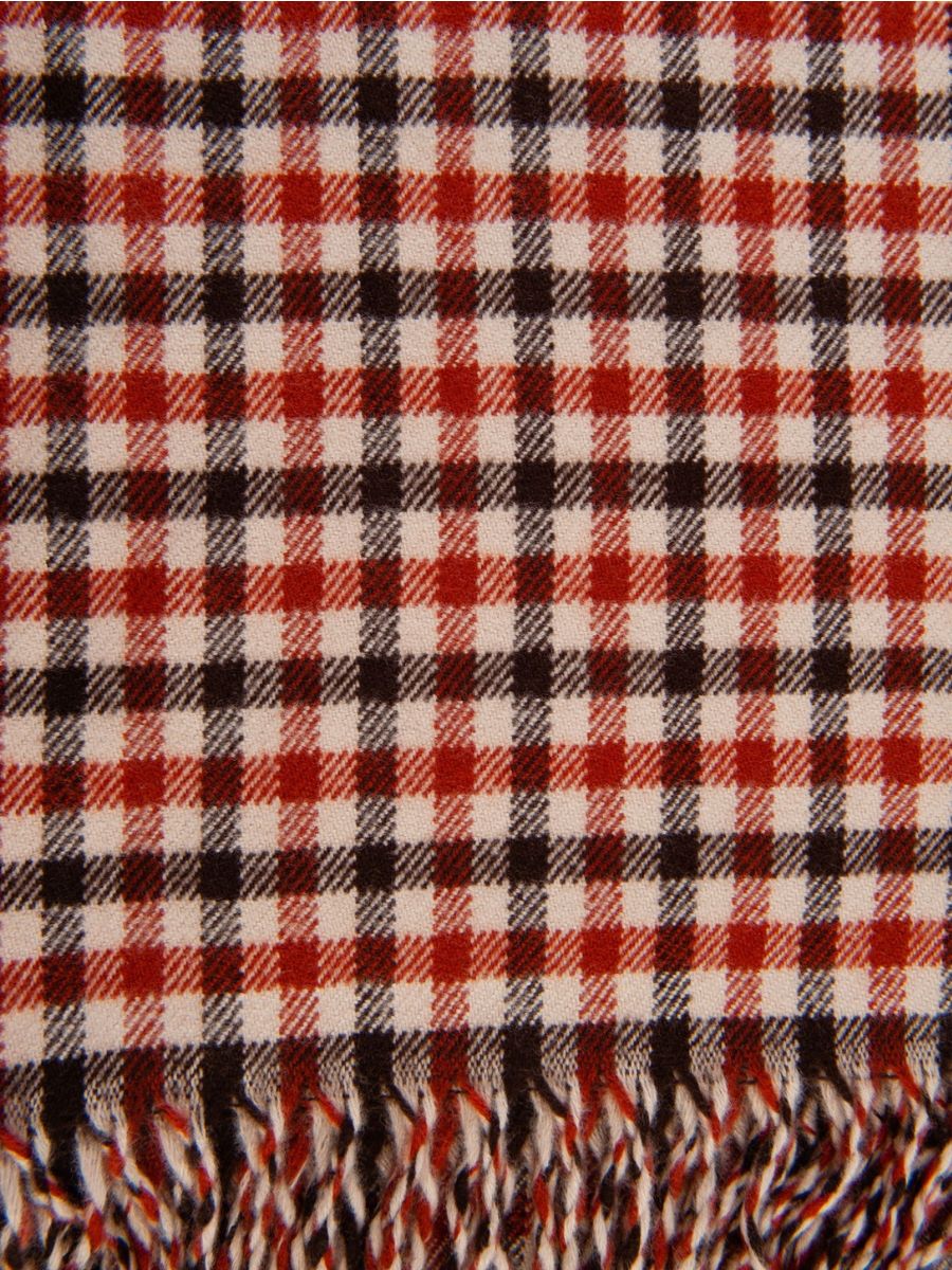 CLARINS MINI CHECK SCARF-BRICK/BROWN