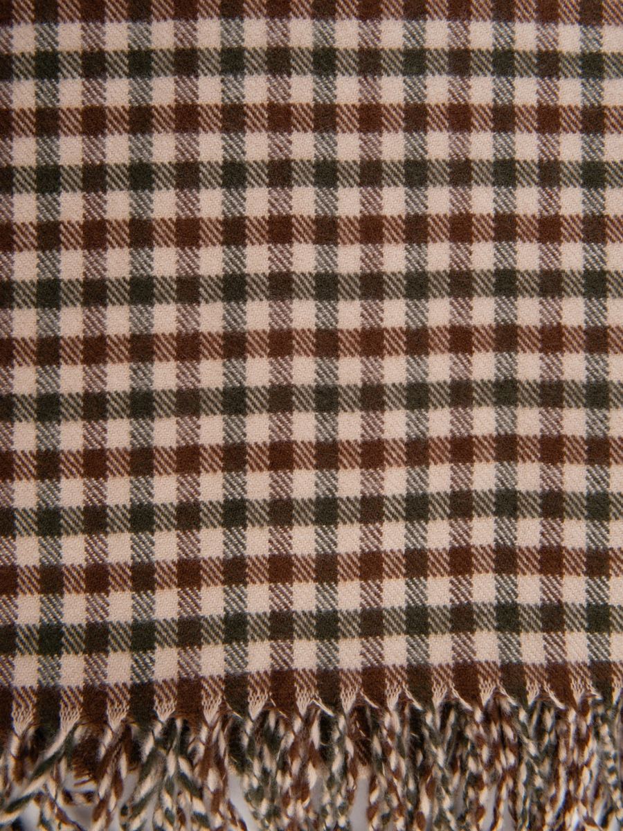 CLARINS MINI CHECK SCARF-OLIVE/GRN