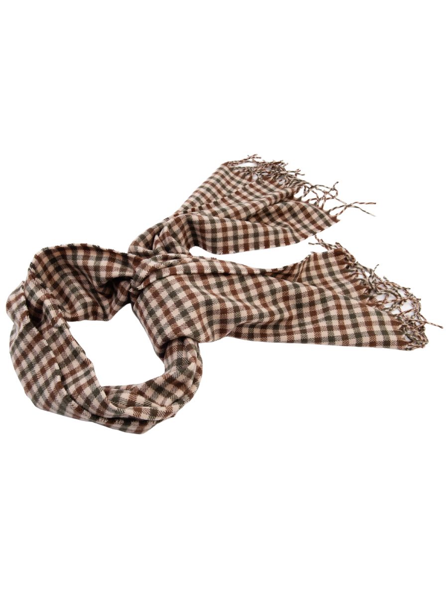 CLARINS MINI CHECK SCARF-OLIVE/GRN