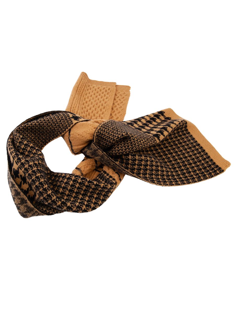 STREIF HOUNDSTOOTH SCARF-CAMEL/BLK