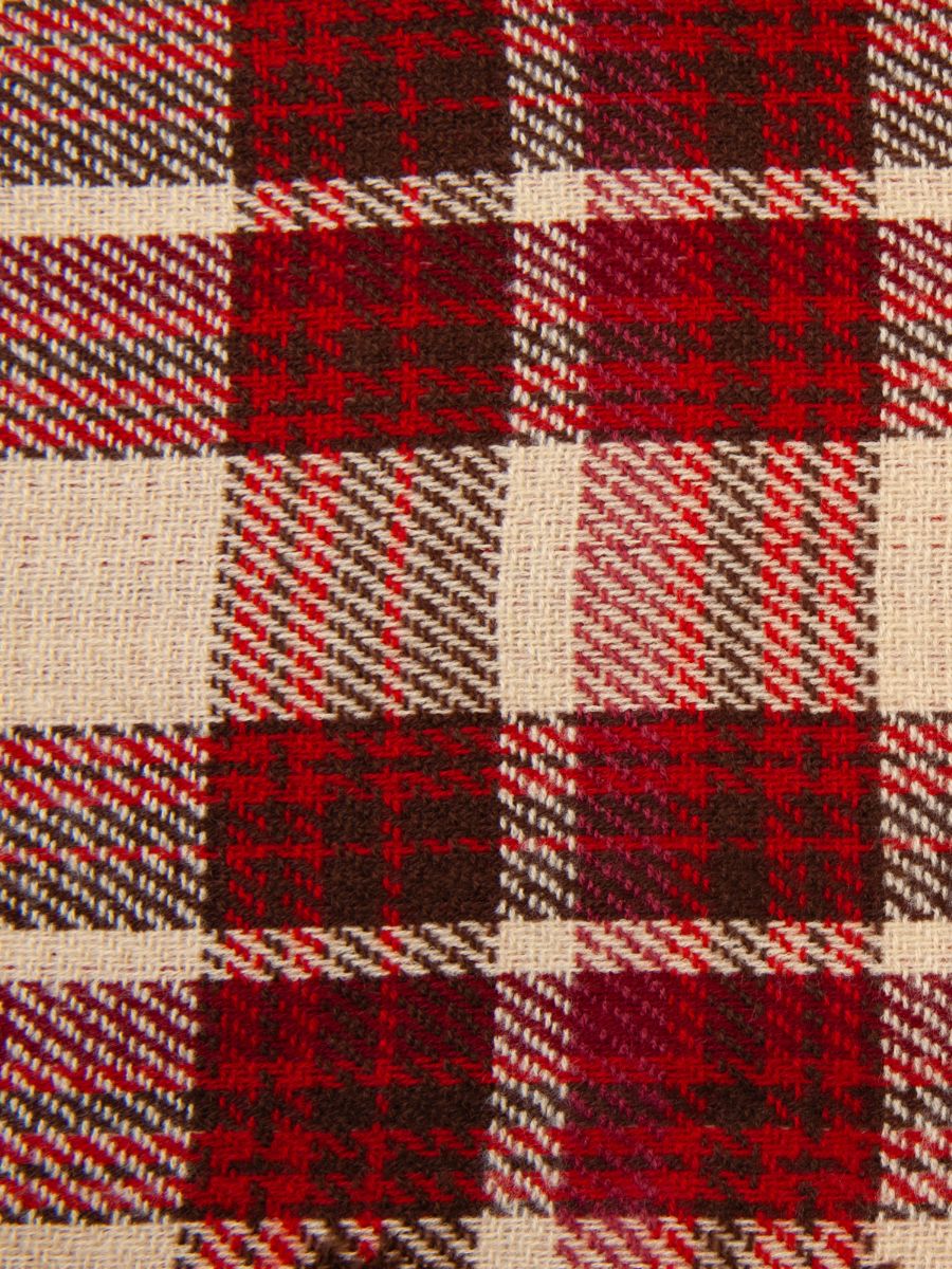 GUNBARREL PLAID SIDE FRINGE SCARF-RED PLAID