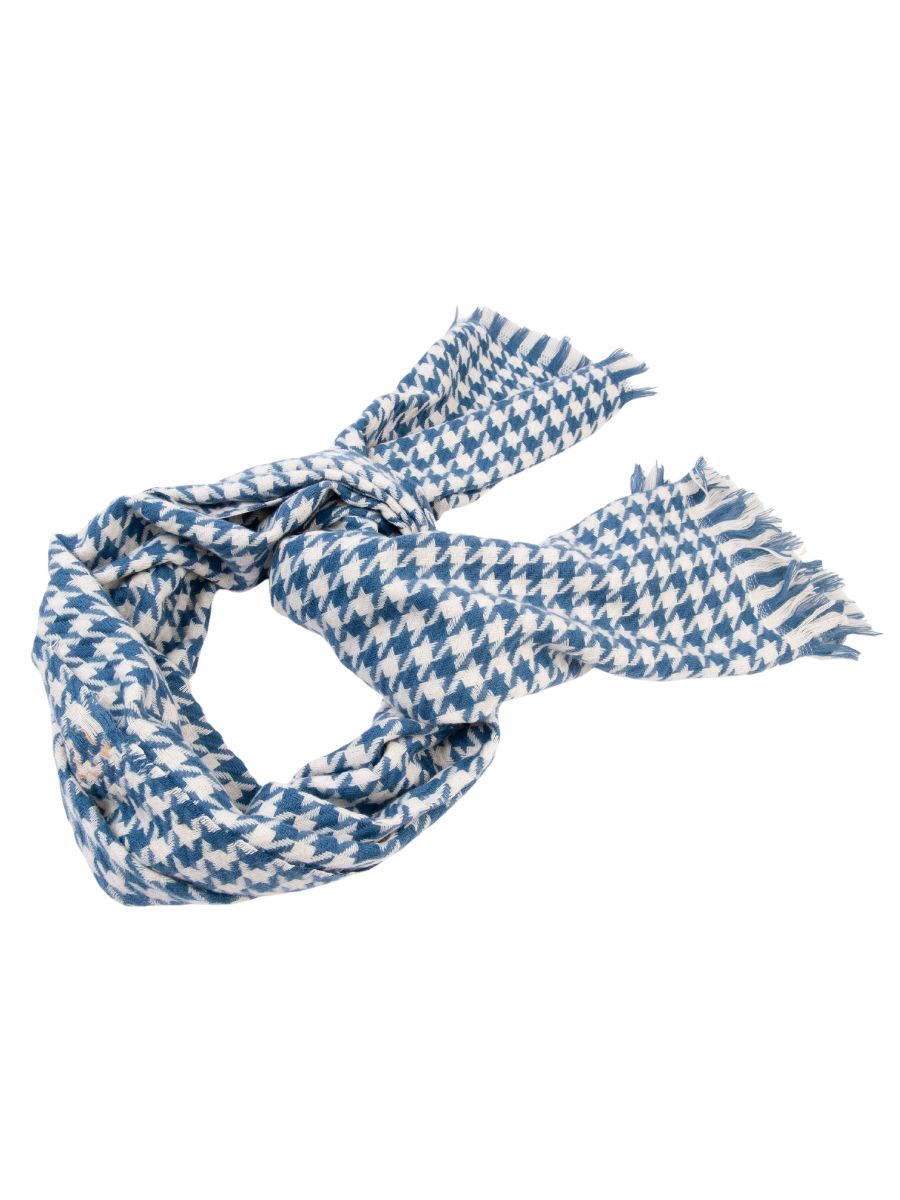 CLASSIC HOUNDSTOOTH SCARF-PARISIAN BLUE